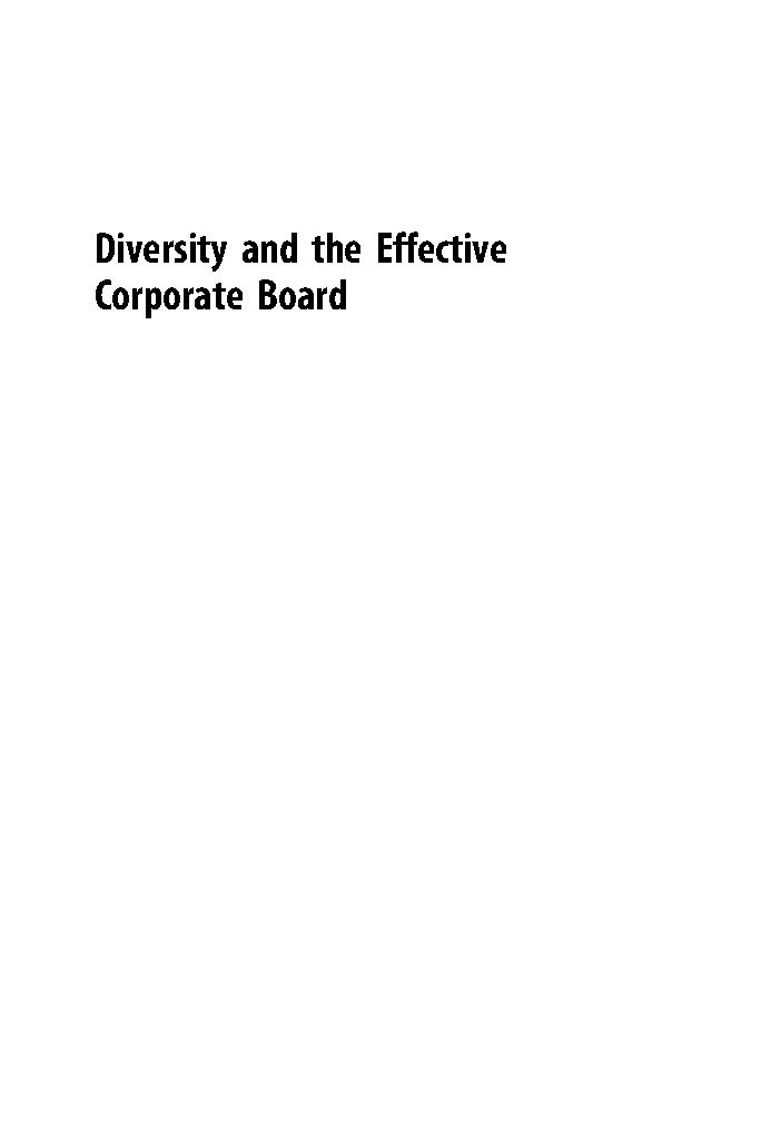 Diversity and the Effective Corporate Board