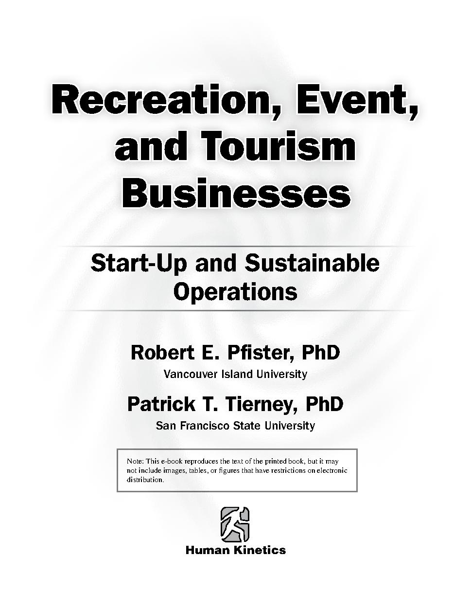 Recreation, Event, and Tourism Business