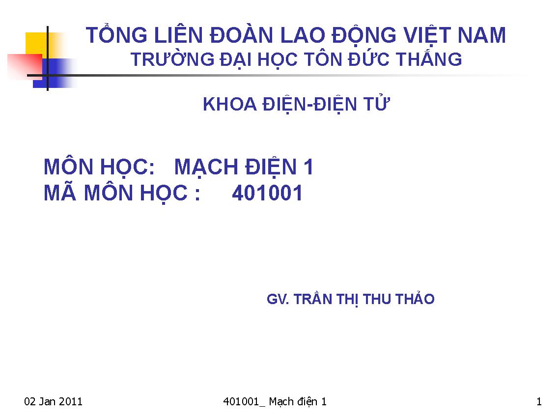 Mạch điện 1 - Chương 1