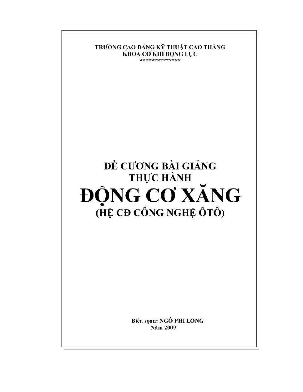 Hệ thống nhiên liệu động cơ xăng