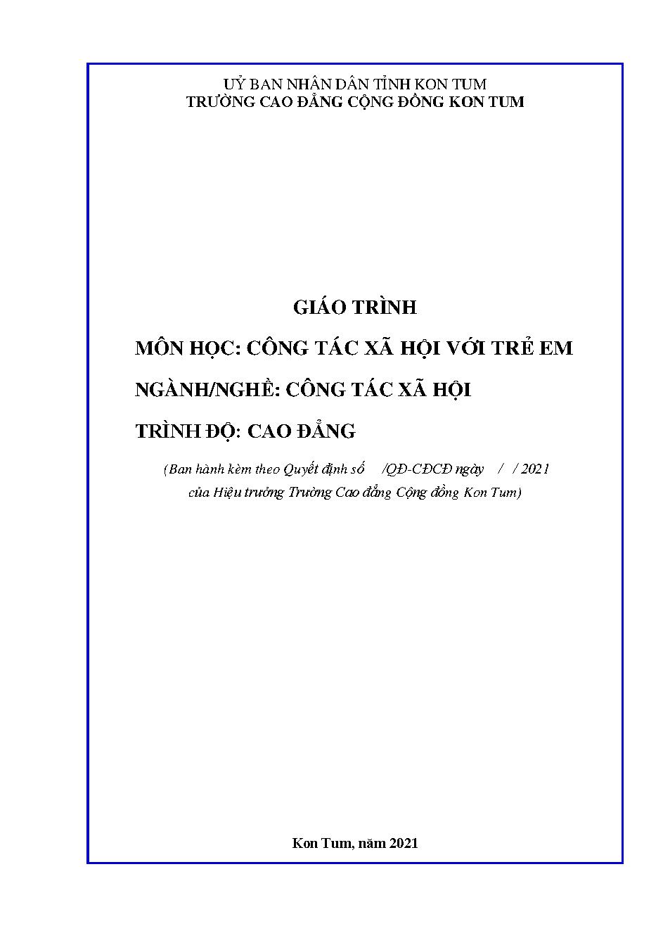 Giáo trình Công tác xã hội với trẻ em