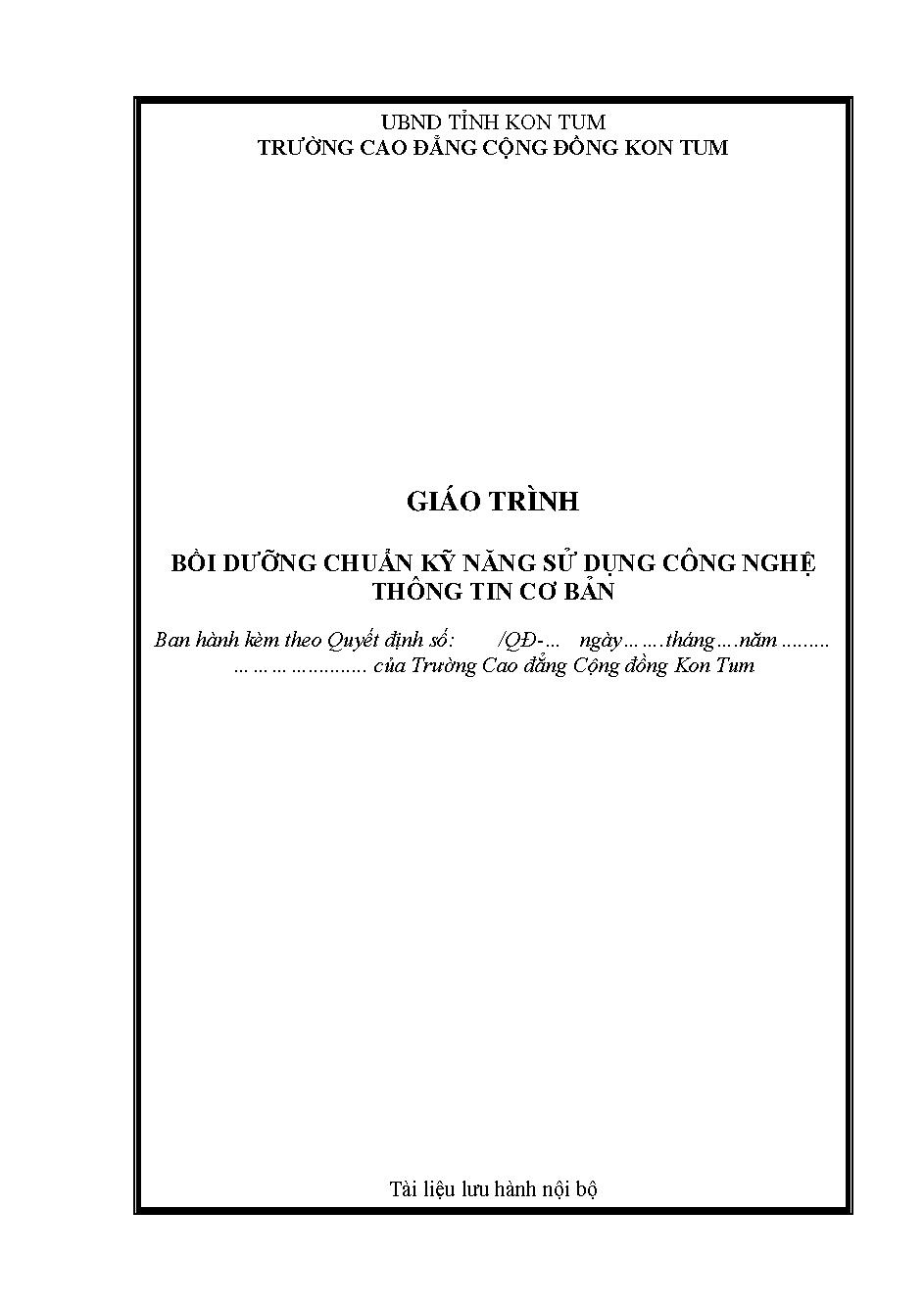 Giáo trình Bồi dưỡng chuẩn kỹ năng sử dụng công nghệ thông tin cơ bản