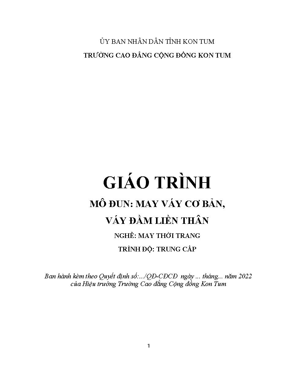 Giáo trình may váy cơ bản, váy đầm liền thân