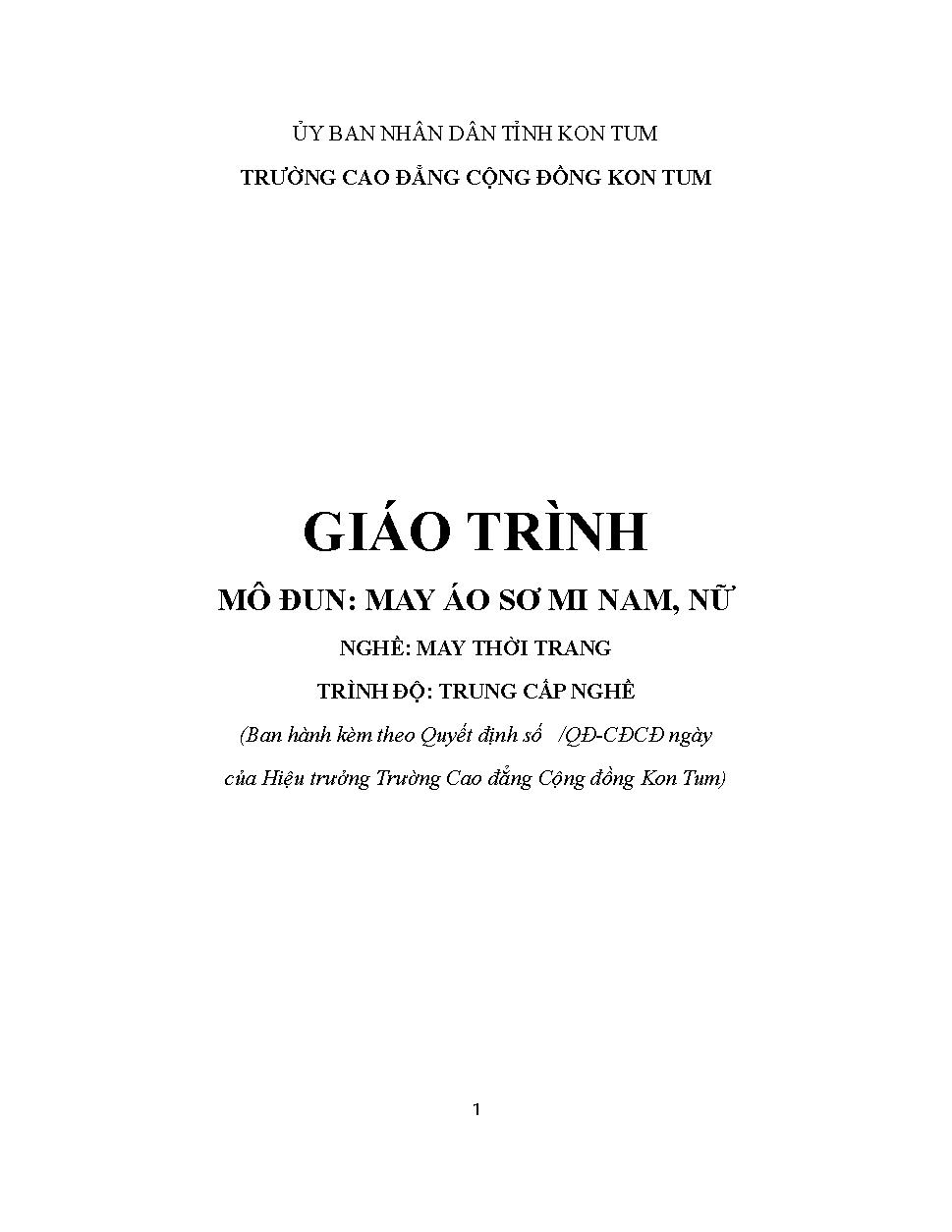 Giáo trình may áo sơ mi nam nữ