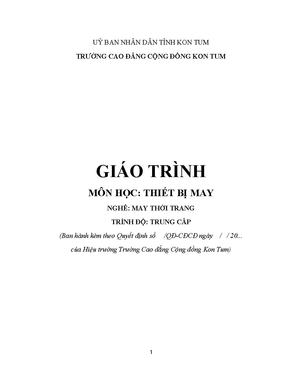 Giáo trình thiết bị may