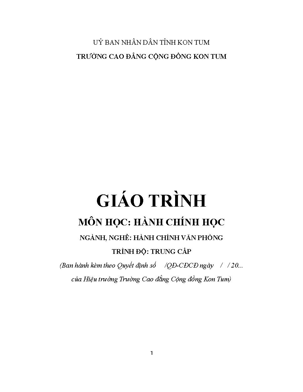 Giáo trình Hành chính học