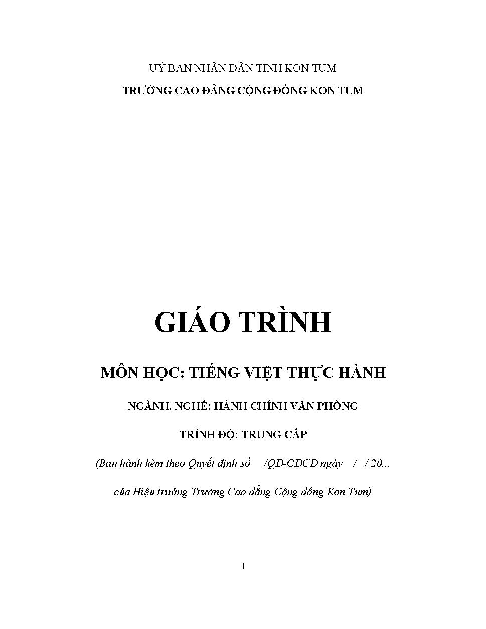 Giáo trình Tiếng việt thực hành