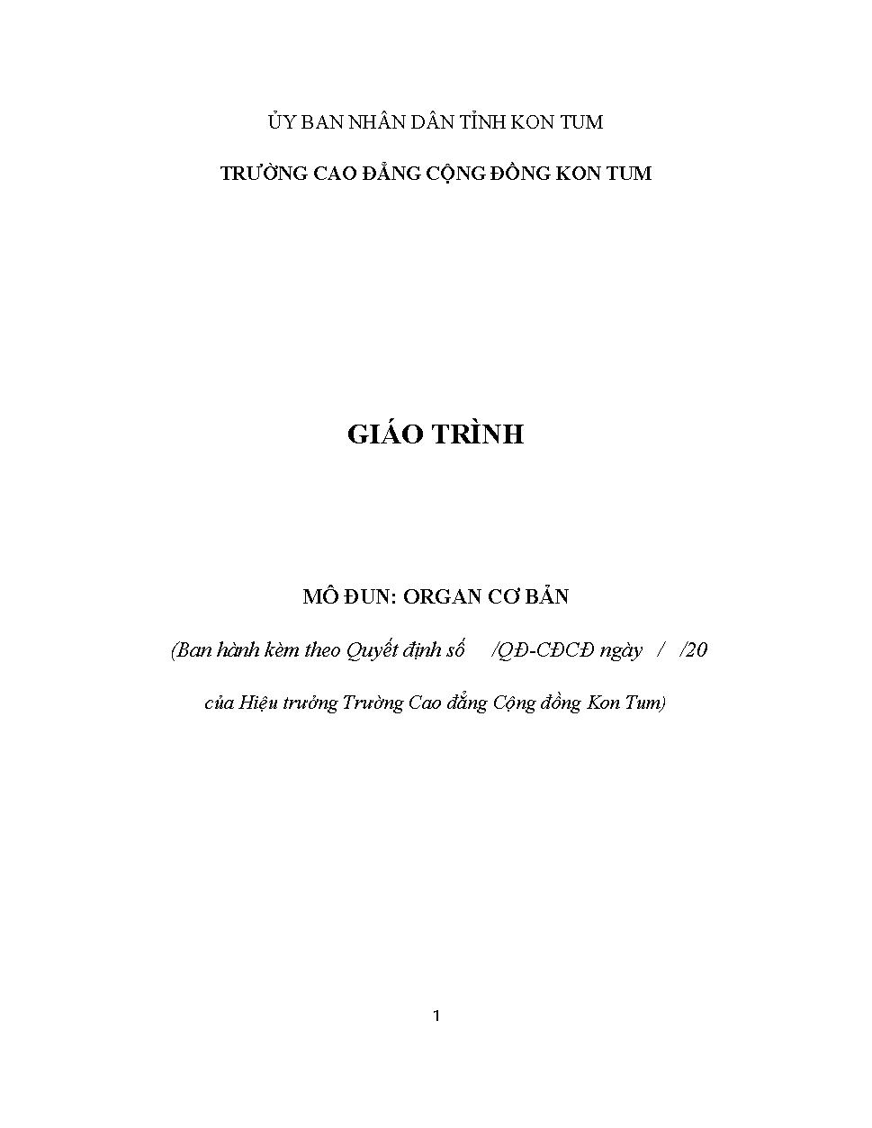 Giáo trình Organ cơ bản