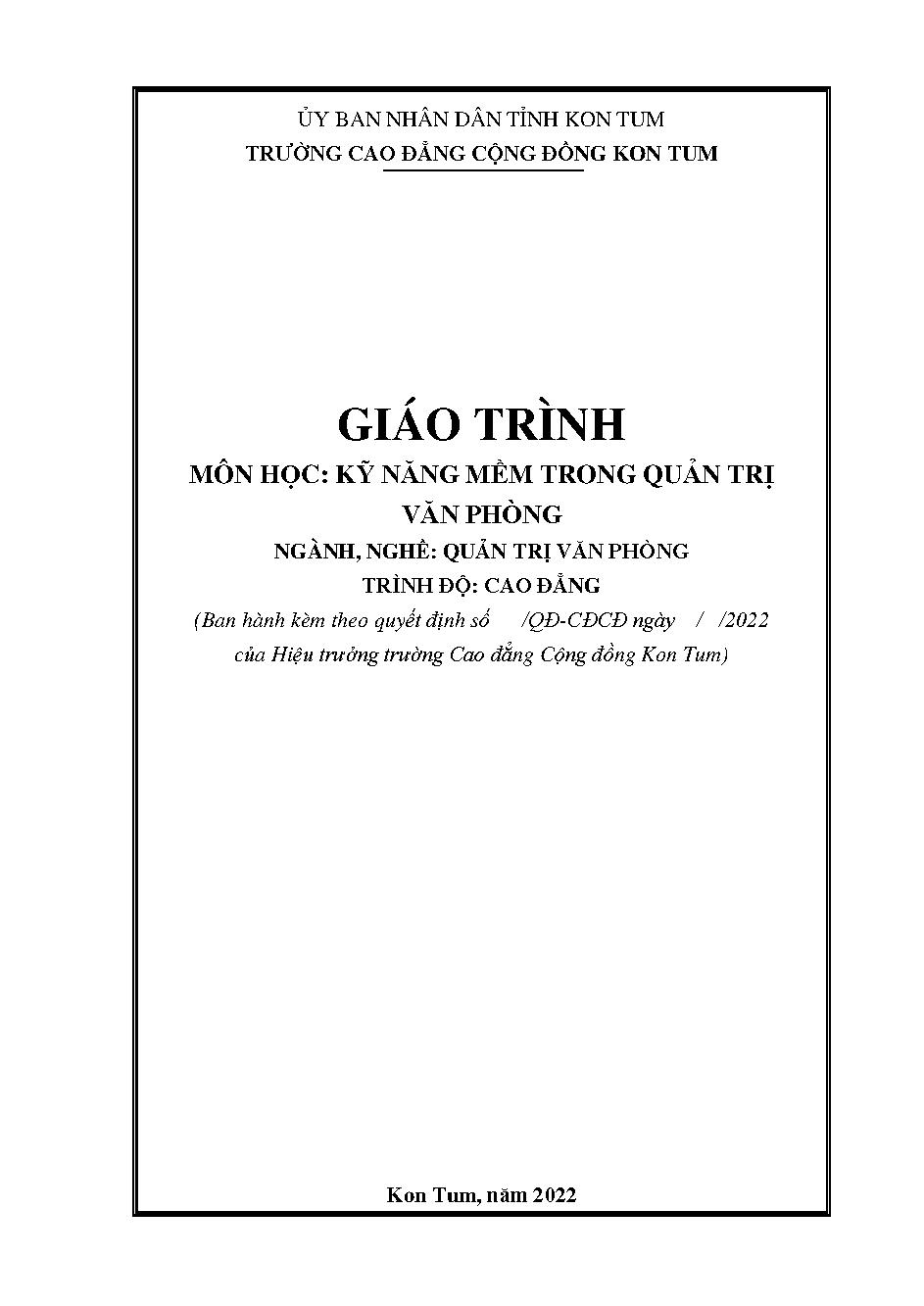 Giáo trình Kỹ năng mền trong quản trị văn phòng