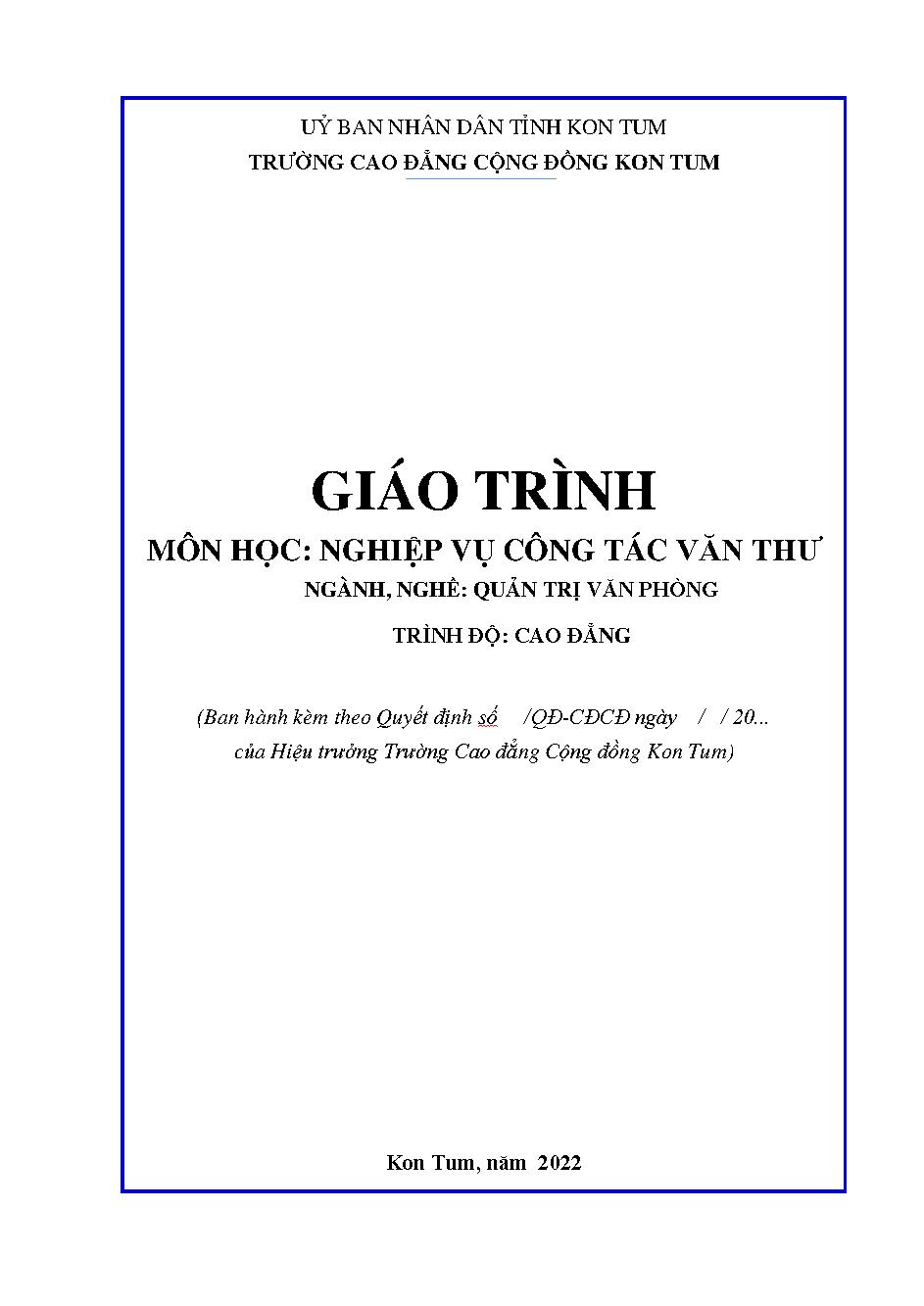 Giáo trình Nghiệp vụ công tác văn thư