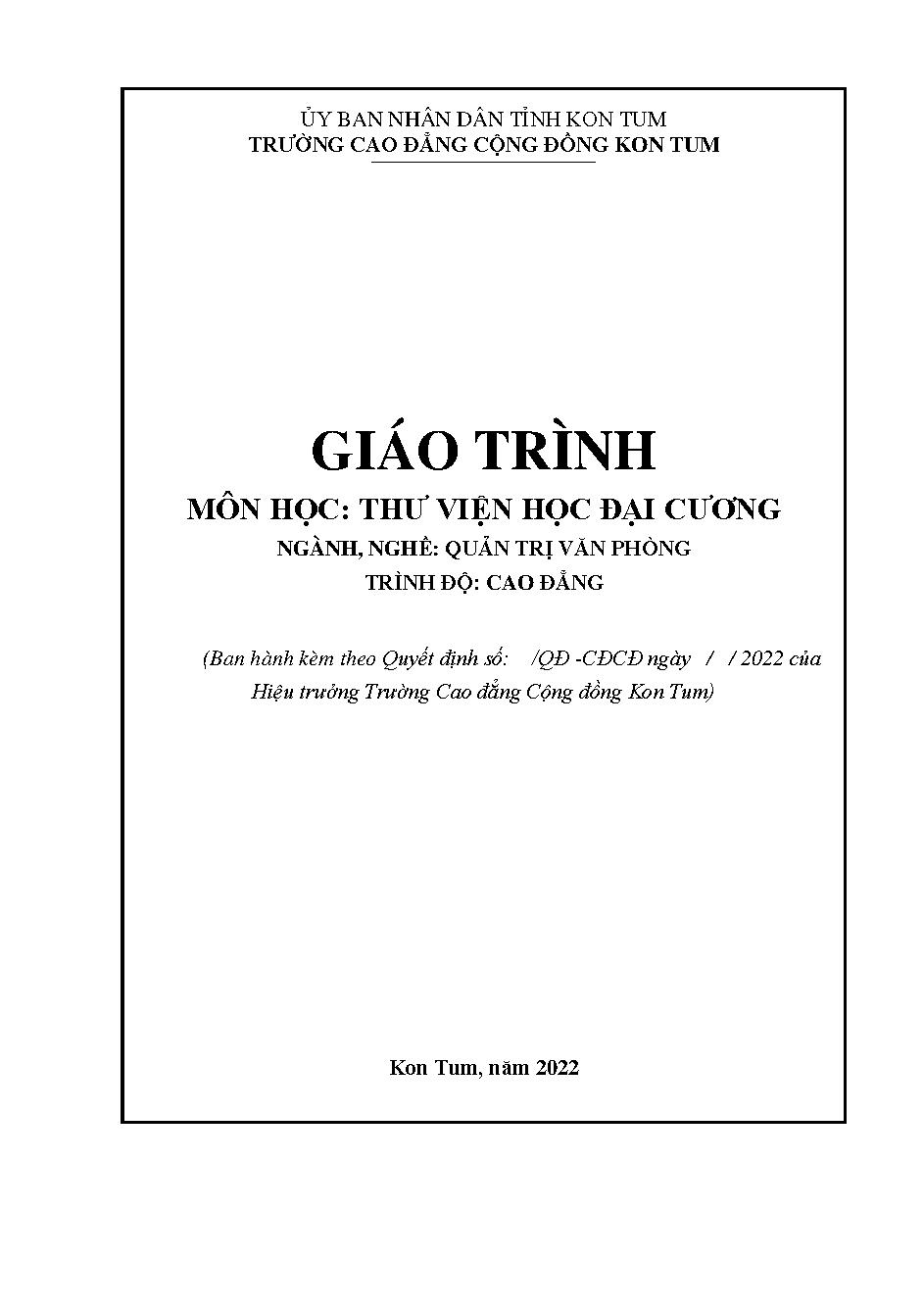 Giáo trình Thư viện học đại cương