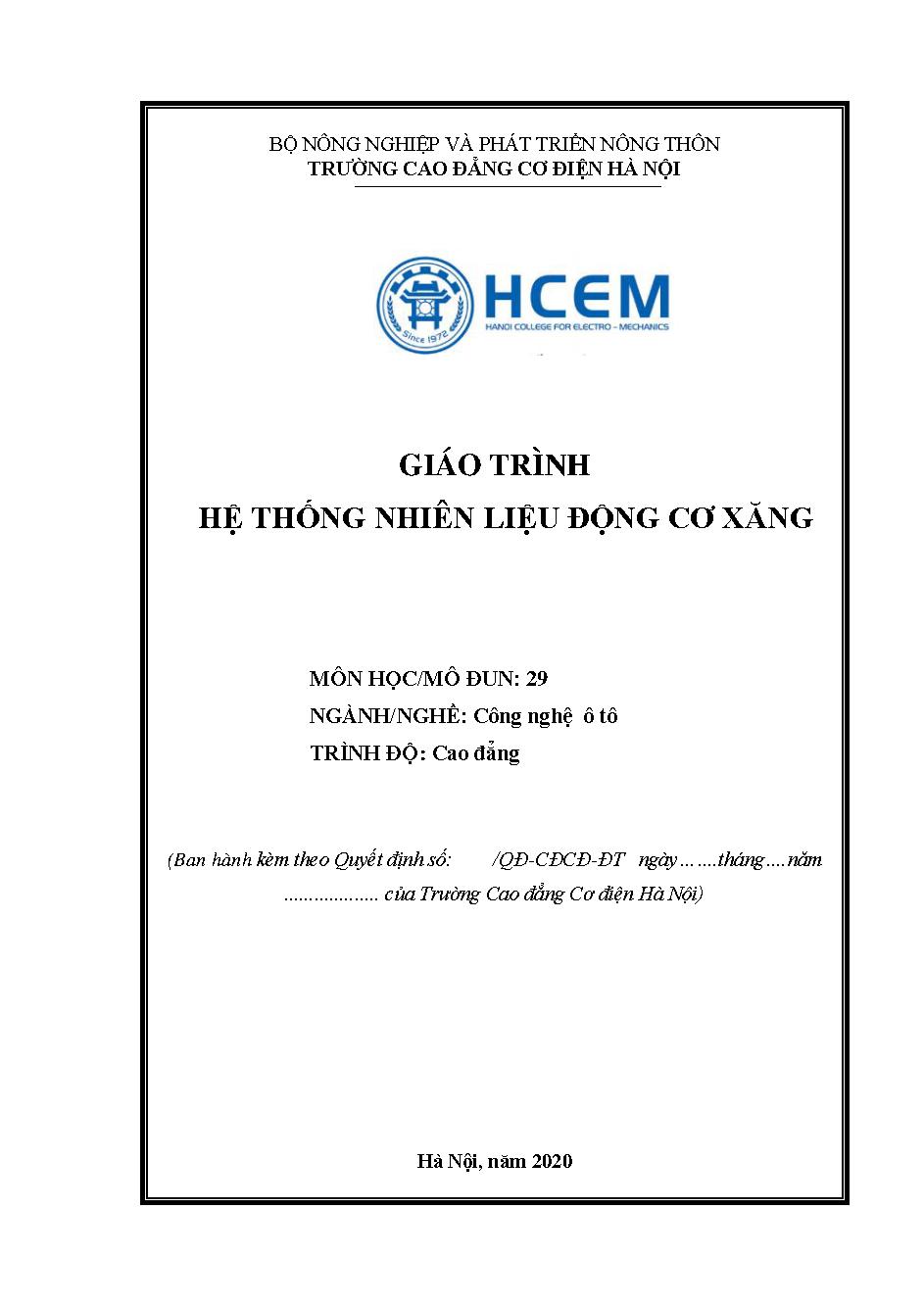 GIÁO TRÌNH HỆ THỐNG NHIÊN LIỆU ĐỘNG CƠ XĂNG