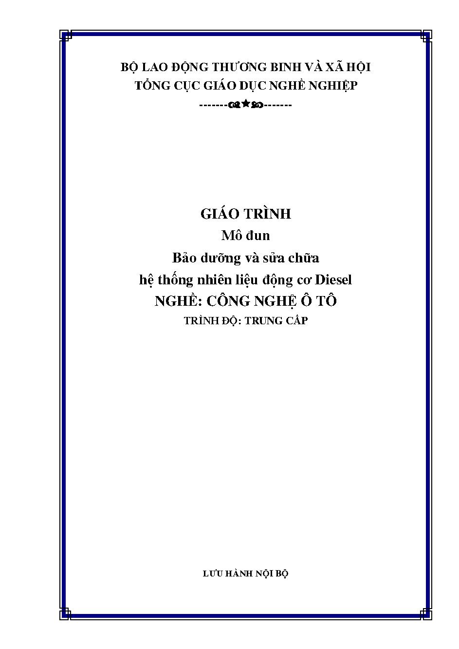 Giáo trình Bảo dưỡng và sửa chữa hệ thống nhiên liệu động cơ Diesel