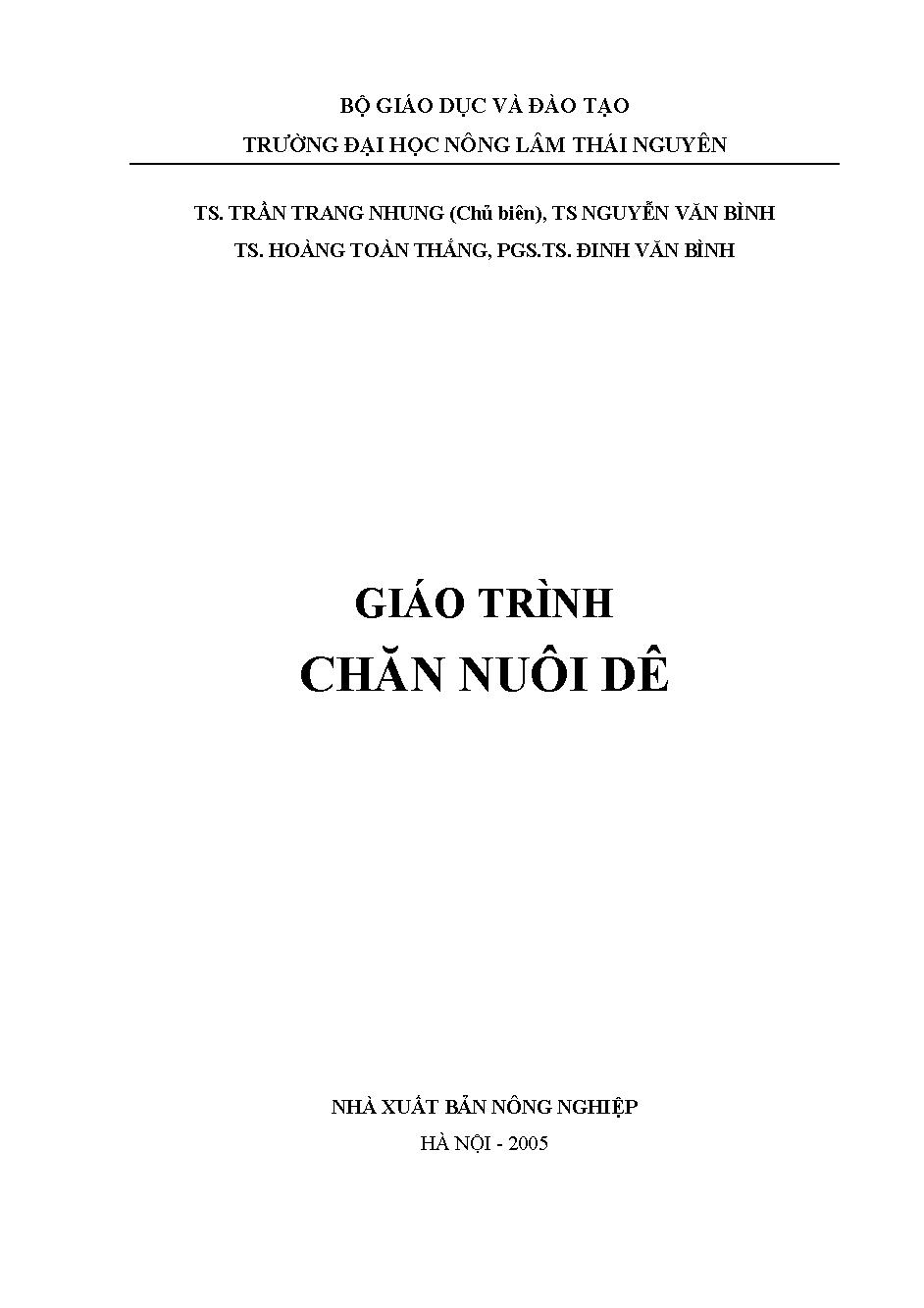 Giáo trình Chăn nuôi Dê