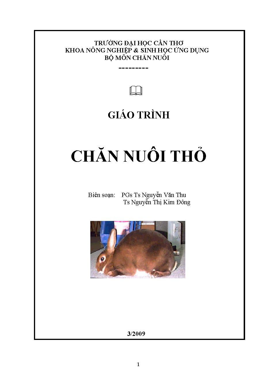 Giáo trình Chăn nuôi Thỏ