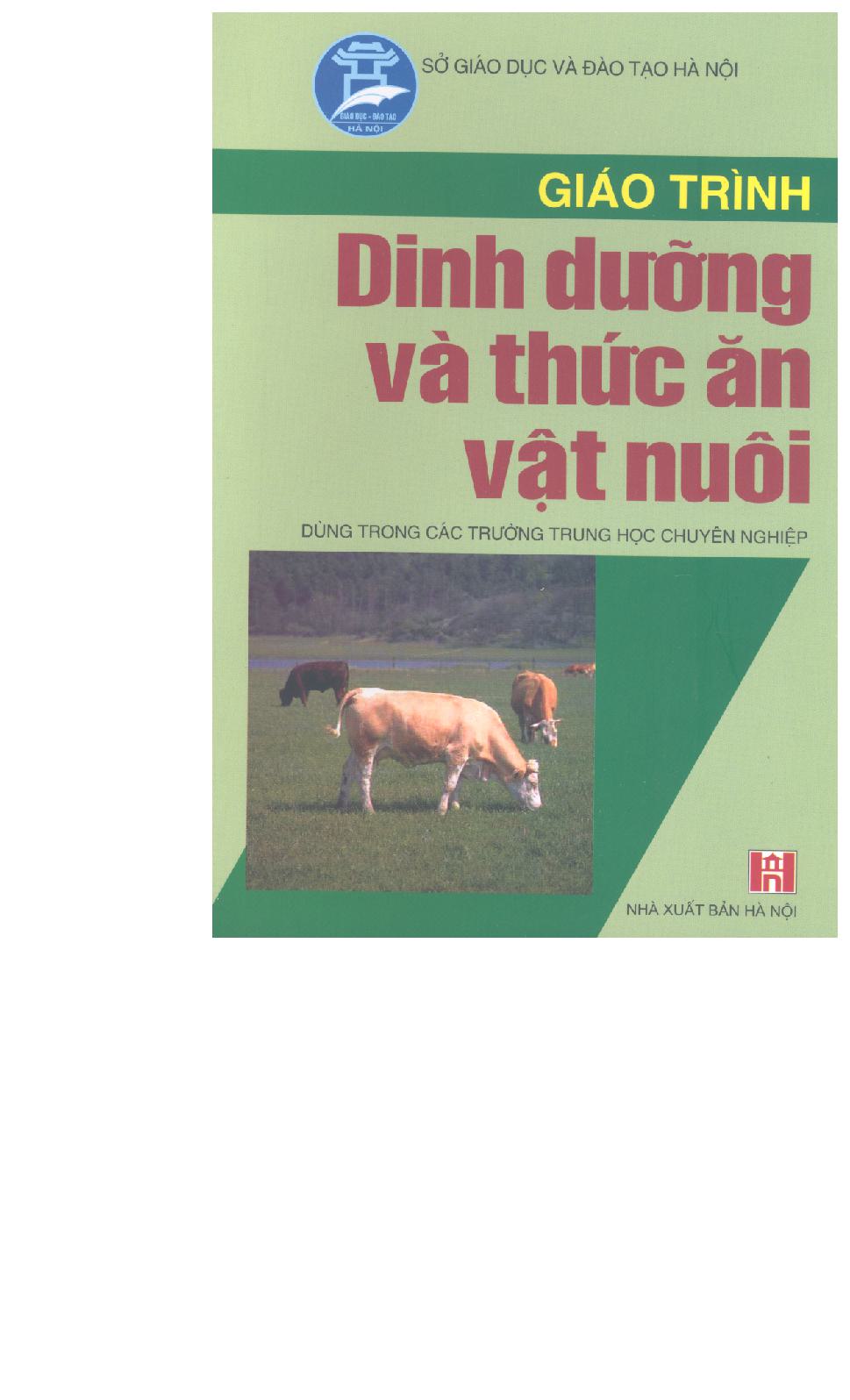 Giáo trình Dinh dưỡng và thức ăn chăn nuôi