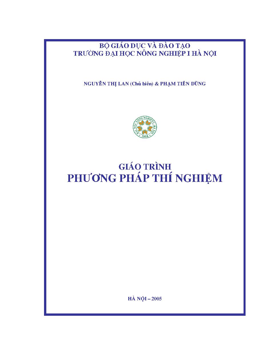 Giáo trình Phương pháp thí nghiệm