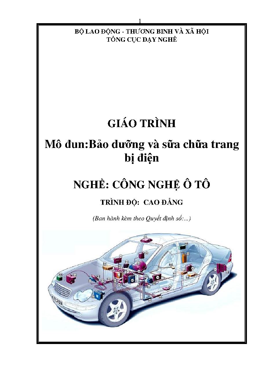 Giáo trình Bảo dưỡng và sữa chữa trang bị điện