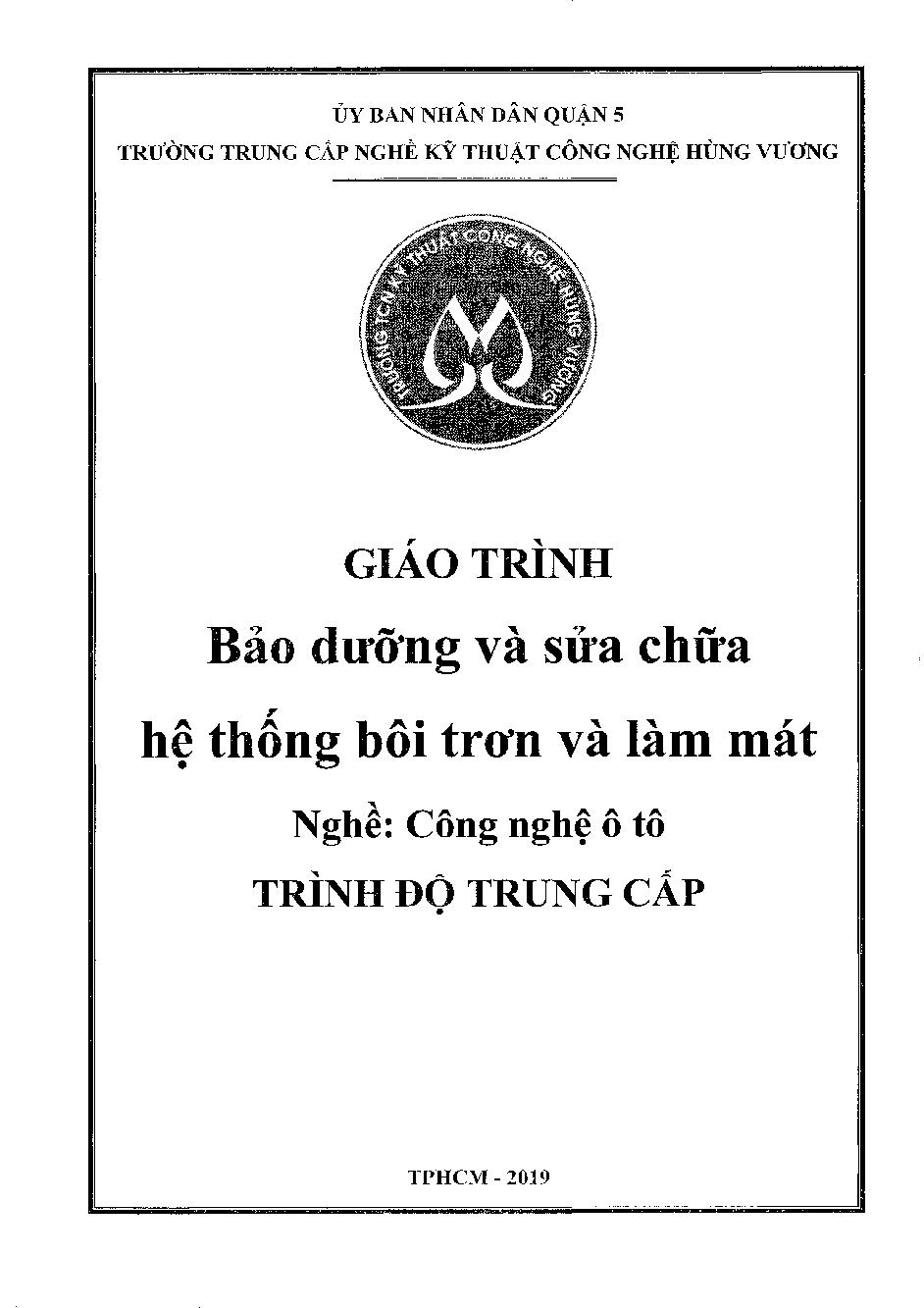 Giáo trình bảo dưỡng và sửa chữa hệ thống bôi trơn và làm mát