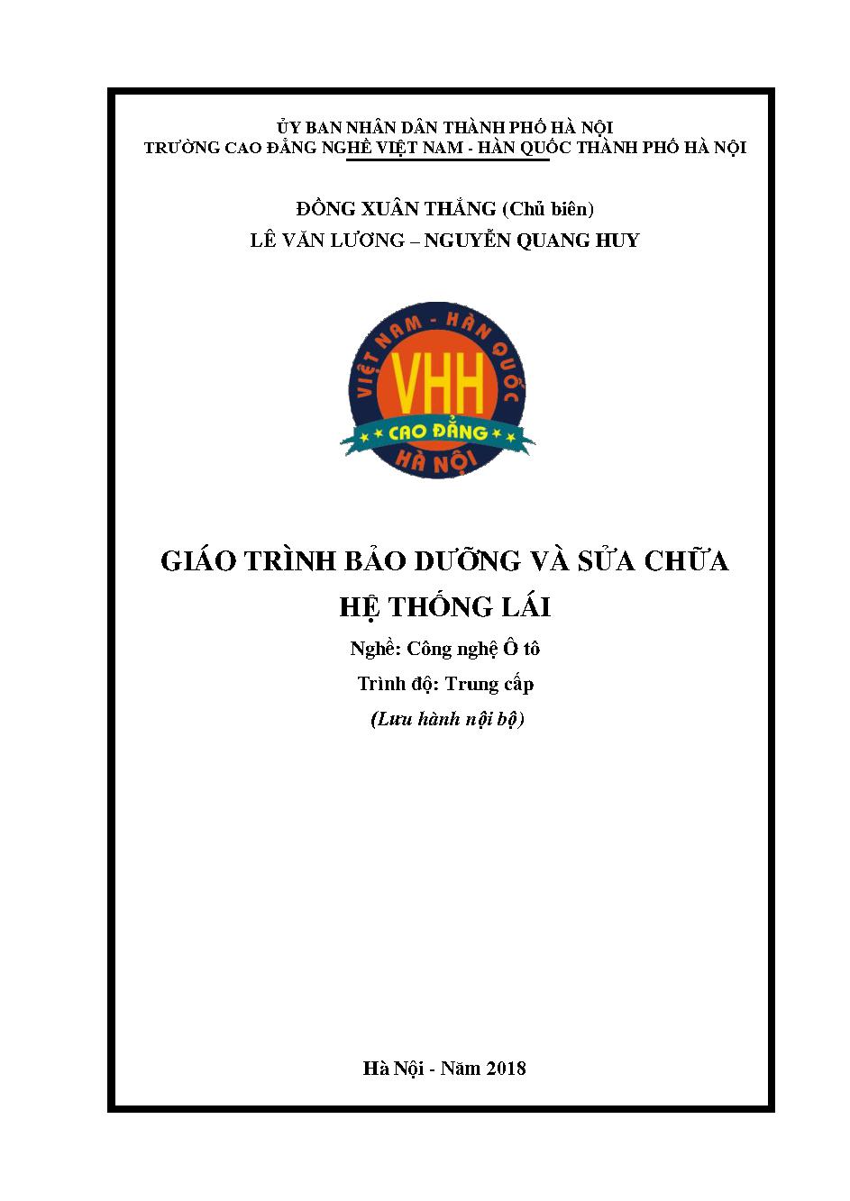 GIÁO TRÌNH BẢO DƯỠNG VÀ SỬA CHỮA HỆ THỐNG LÁI