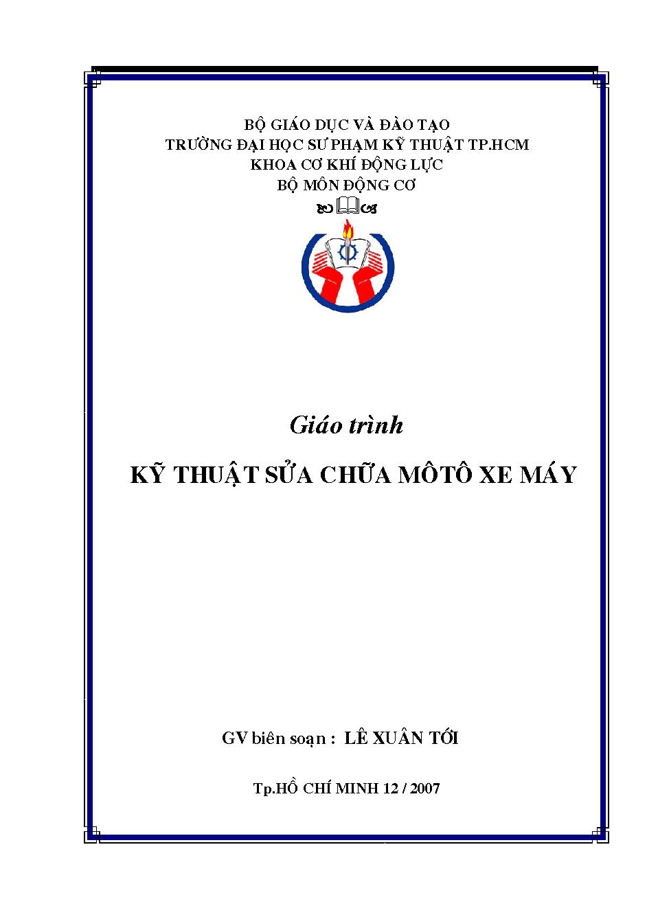 Giáo trình kỹ thuật sửa chữa mô tô, xe máy