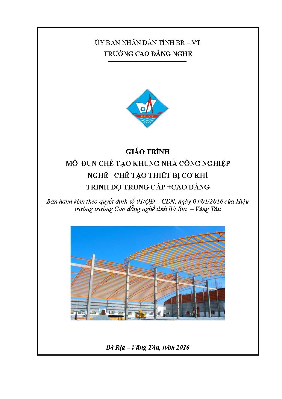 GIÁO TRÌNH  CHẾ TẠO KHUNG NHÀ CÔNG NGHIỆP