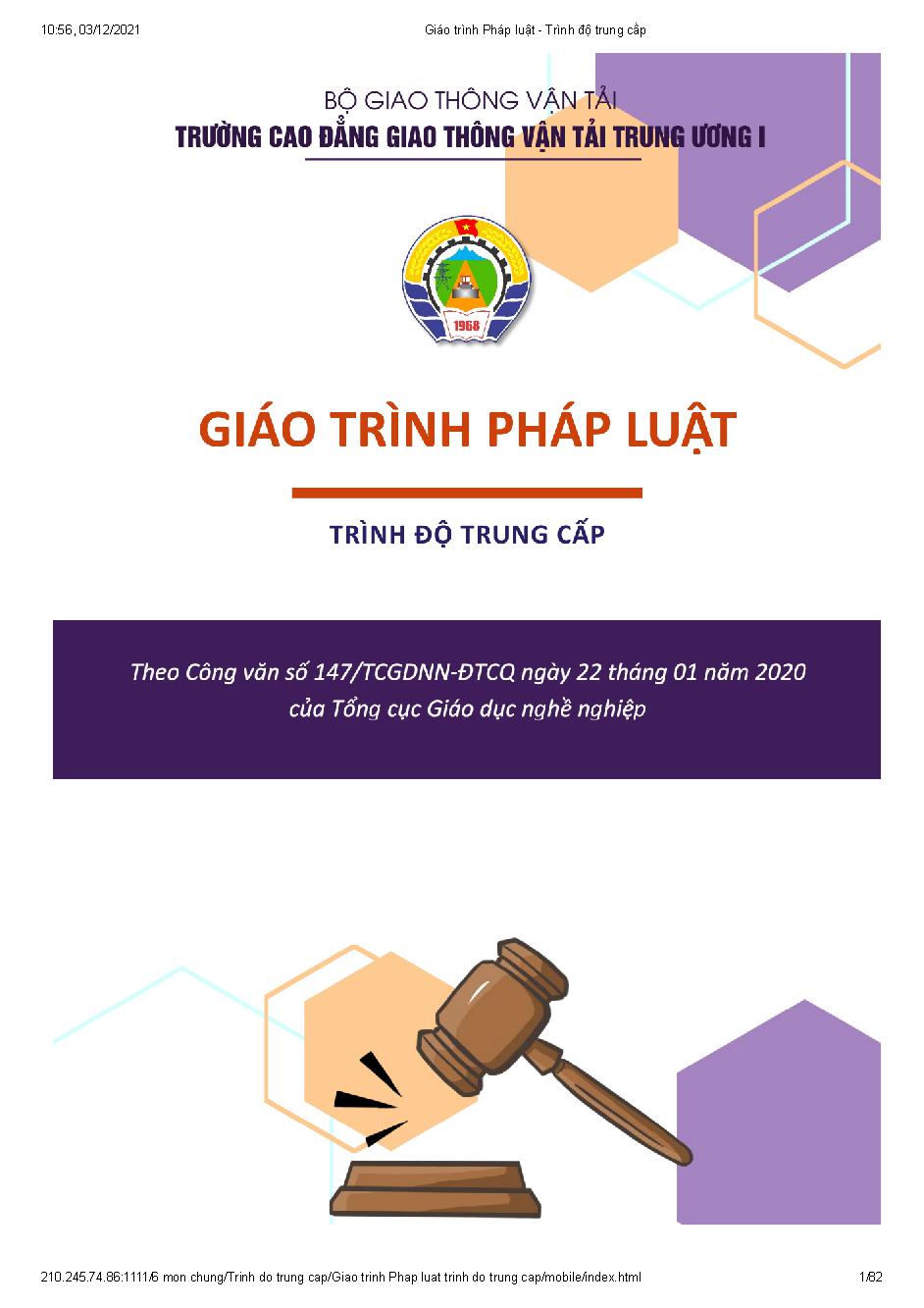 Giáo trình Pháp luật - Trình độ trung cấp