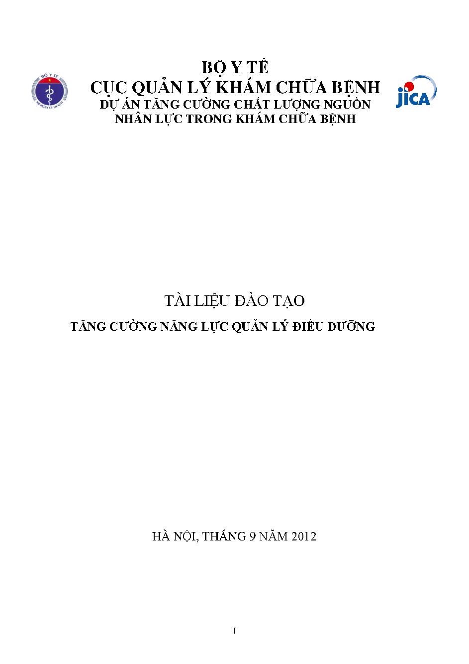 Tài liệu đào tạo tăng cường lực quản lý điều dưỡng