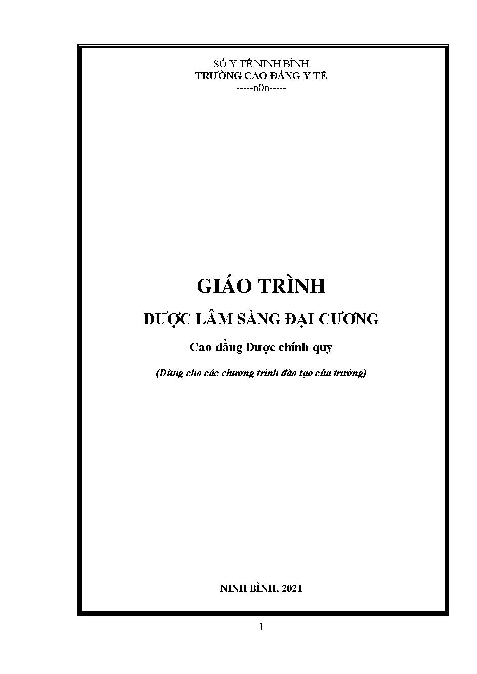 Giáo trình Dược lâm sàng đại cương