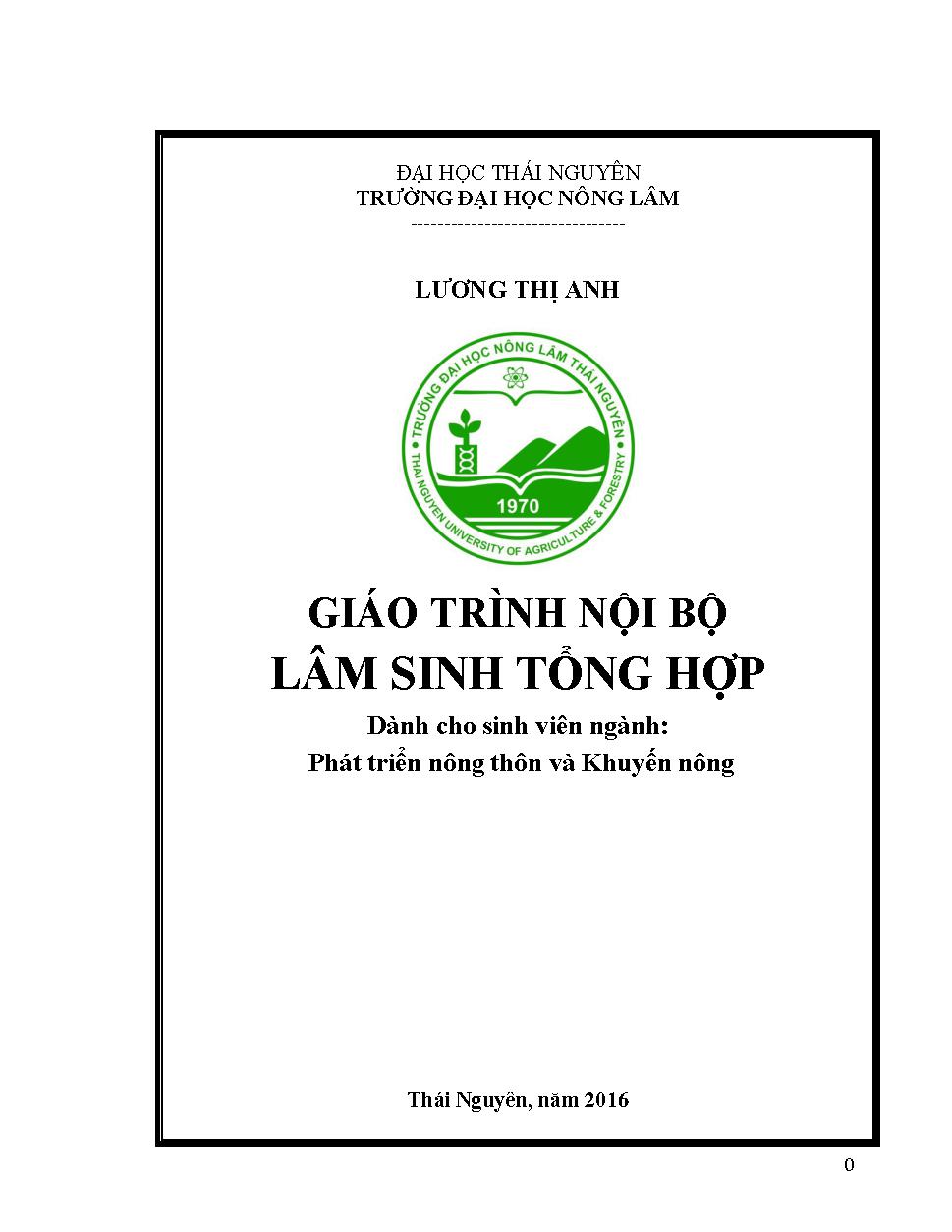 Giáo trình nội bộ lâm sinh tổng hợp