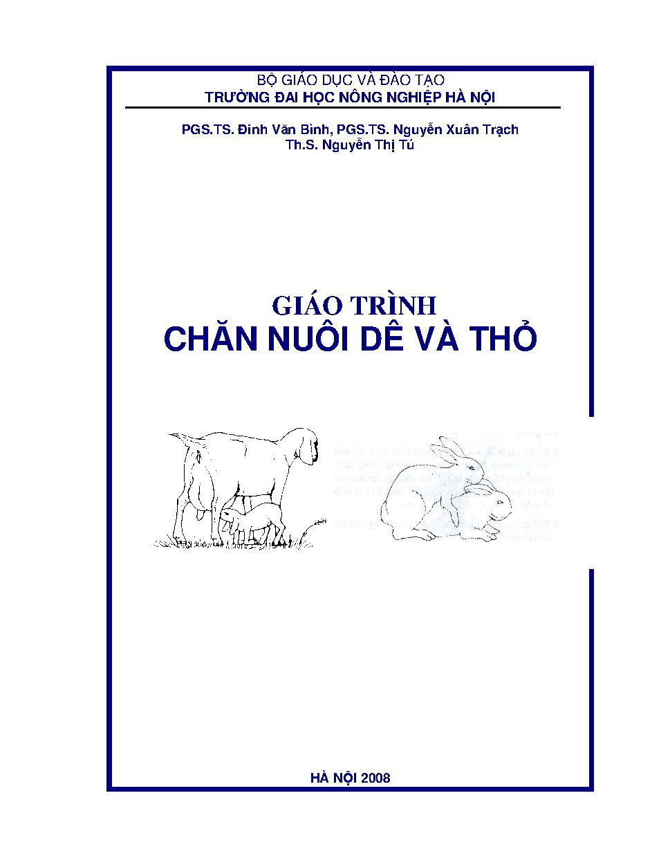 GIÁO TRÌNH CHĂN NUÔI DÊ VÀ THỎ