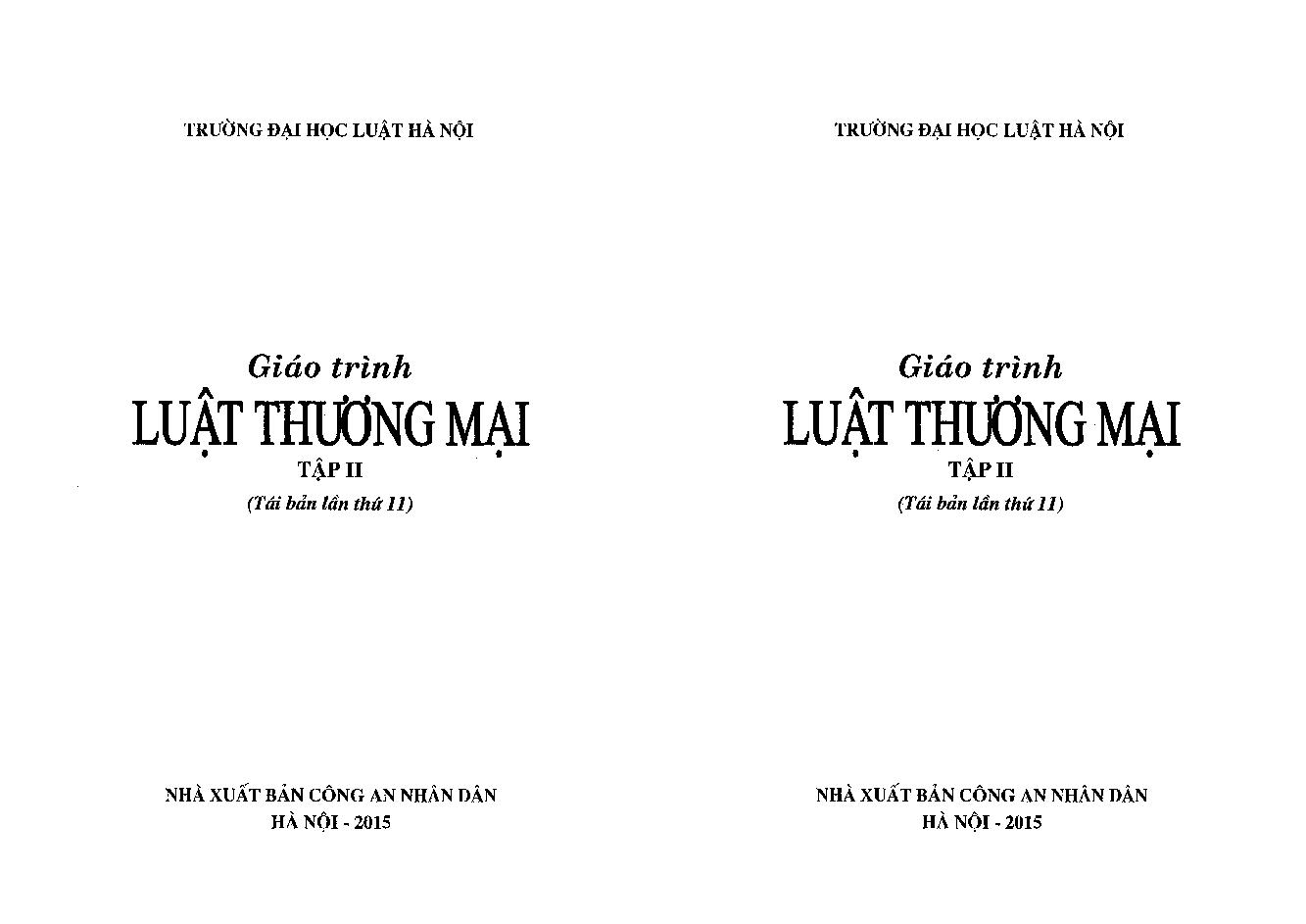 Giáo trình Luật thương mại, tập 2