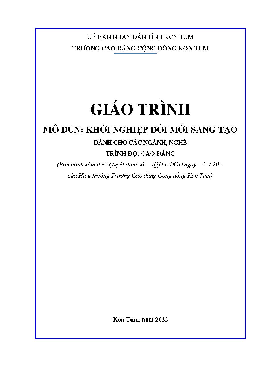 Giáo trình Khởi nghiệp đổi mới sáng tạo