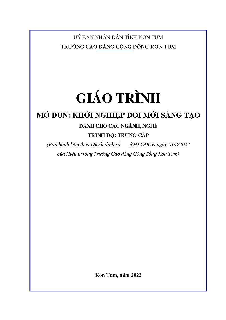 Giáo trình Khởi nghiệp đổi mới sáng tạo