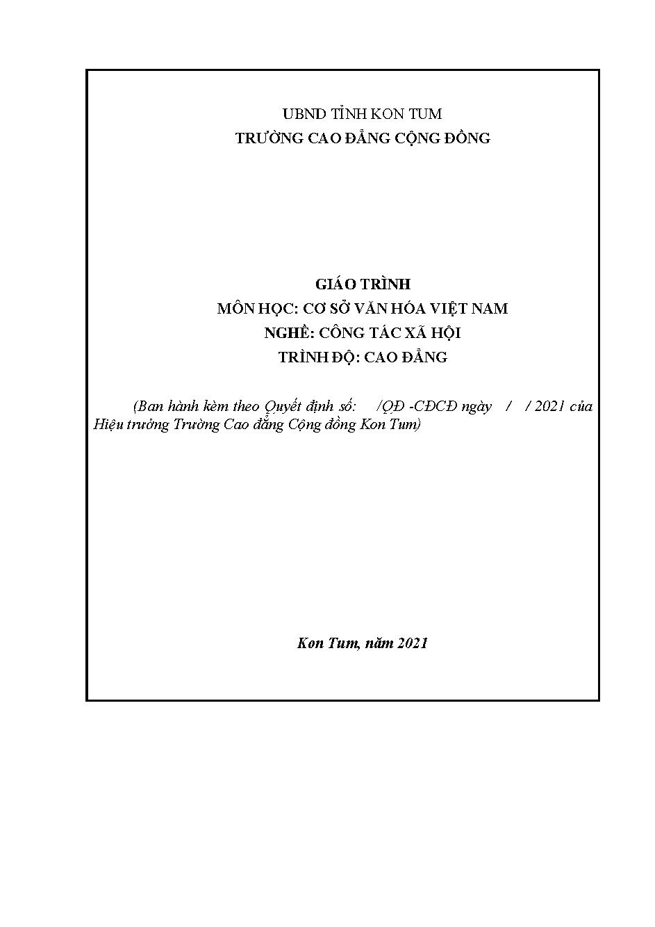 Giáo trình môn học: Cơ sở văn hóa Việt Nam