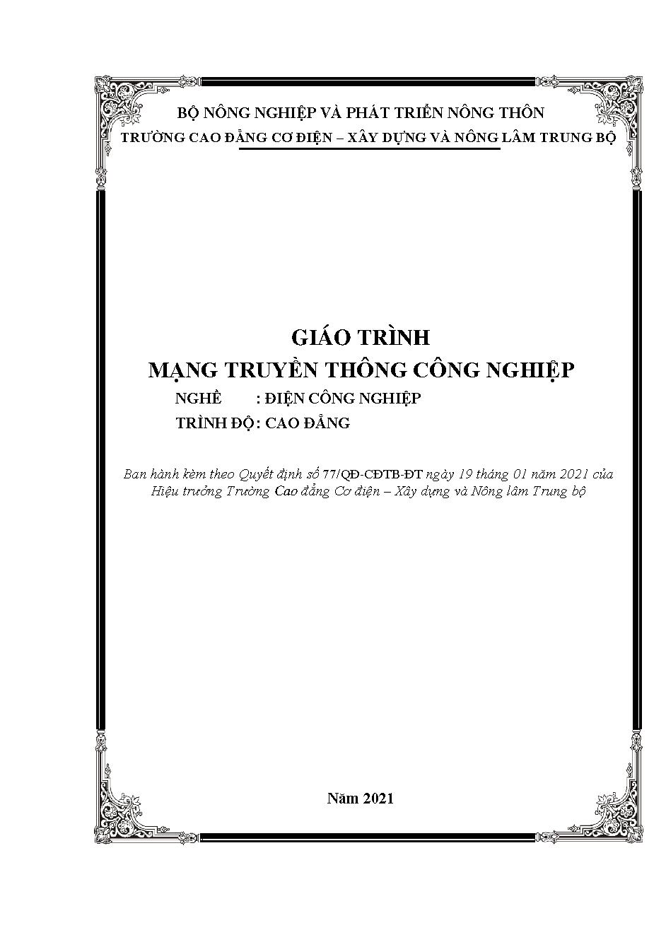 GIÁO TRÌNH MẠNG TRUYỀN THÔNG CÔNG NGHIỆP