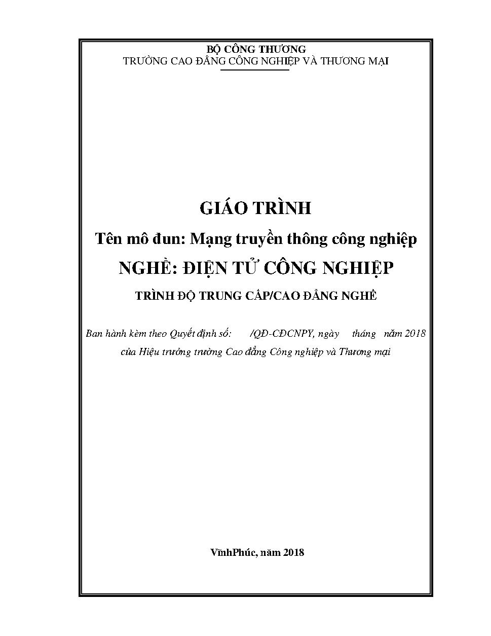 Giáo trình Mạng truyền thông công nghiệp