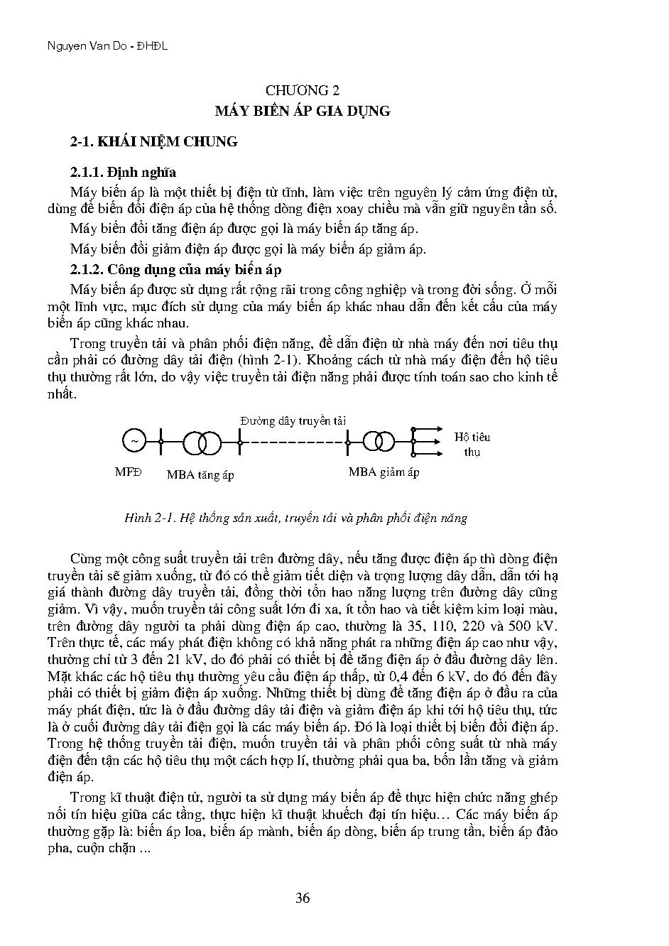 CHƯƠNG 2:  MÁY BIẾN ÁP GIA DỤNG