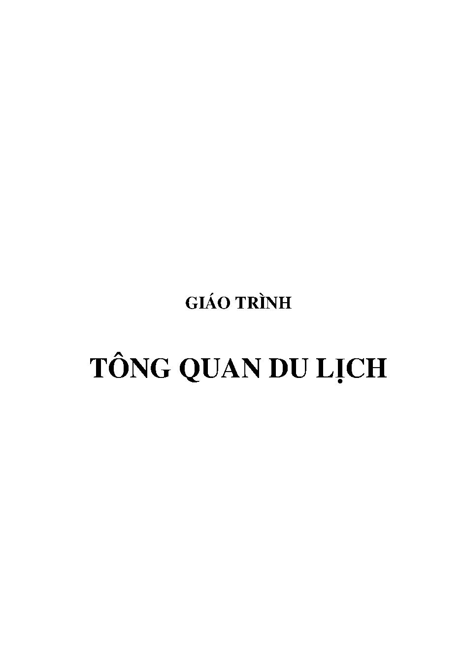 Giáo trình Tổng quan du lịch