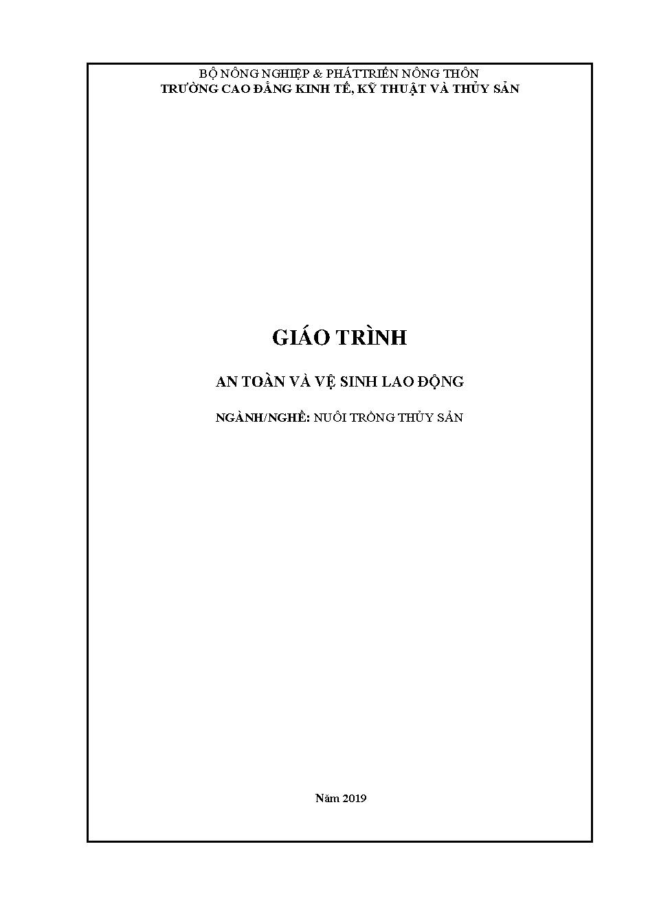 GIÁO TRÌNH AN TOÀN VÀ VỆ SINH LAO ĐỘNG