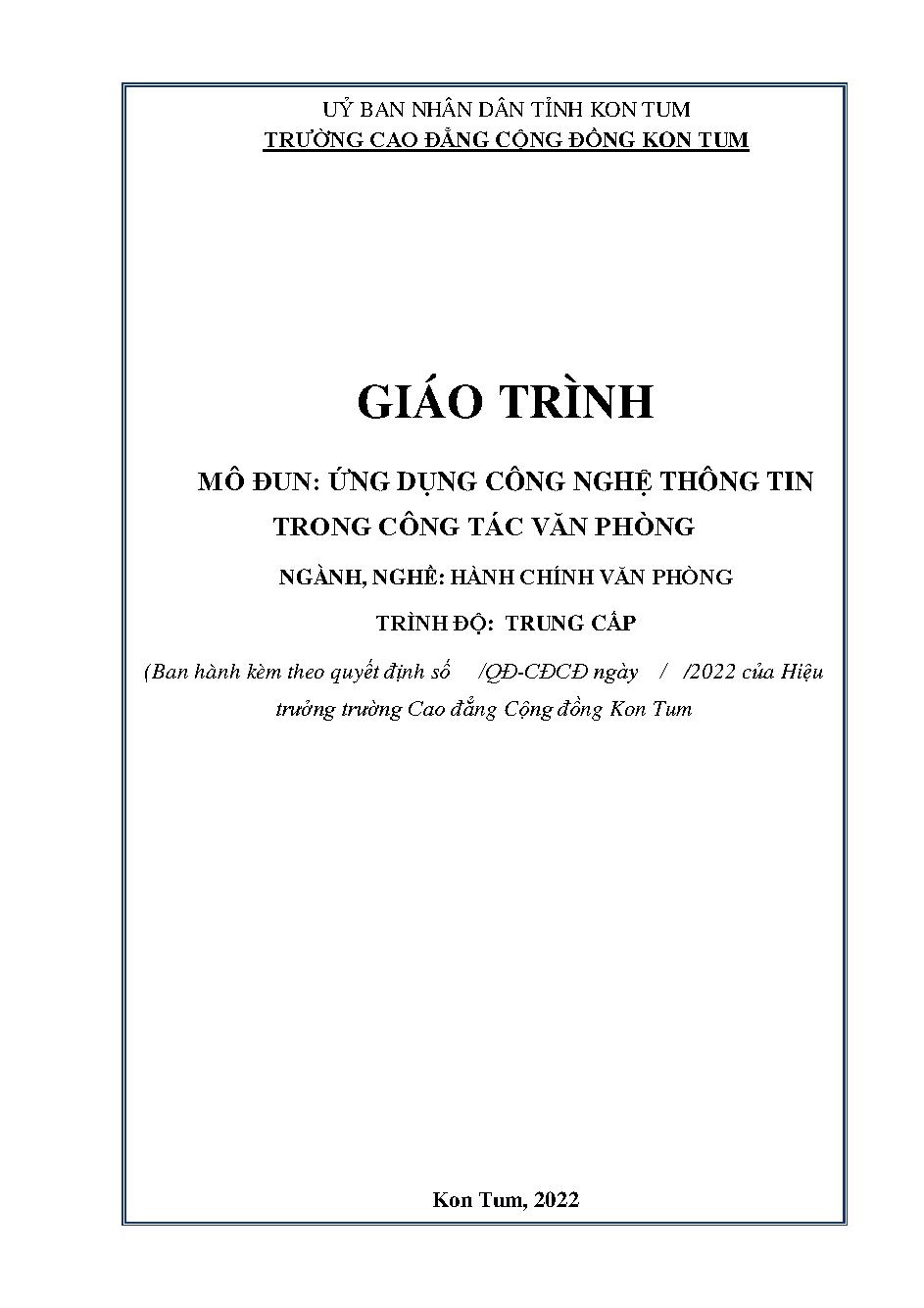 Giáo trình Ứng dụng công nghệ thông tin trong công tác văn phòng