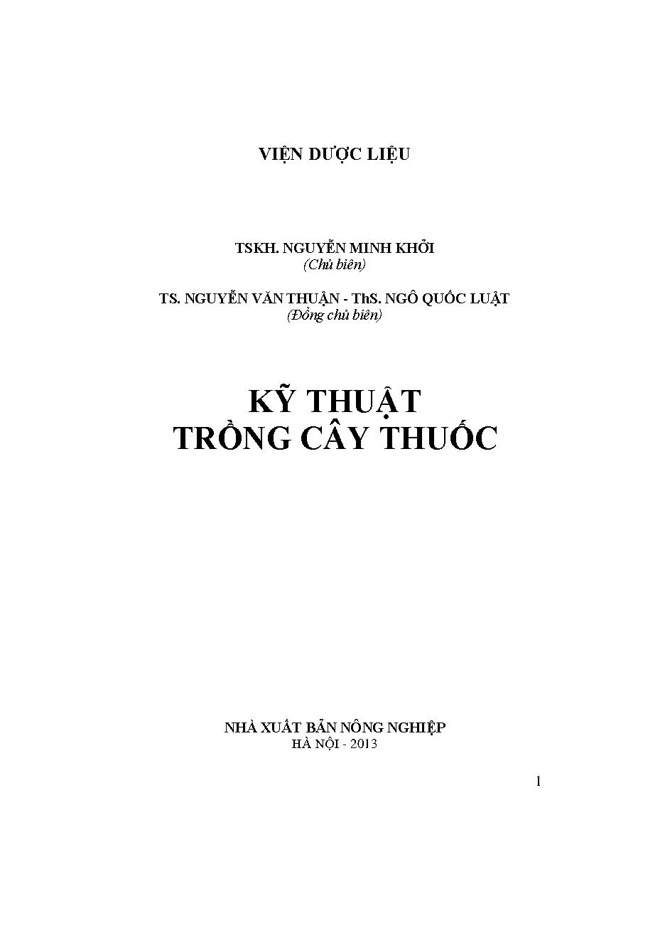 Kỹ thuật trồng cây thuốc