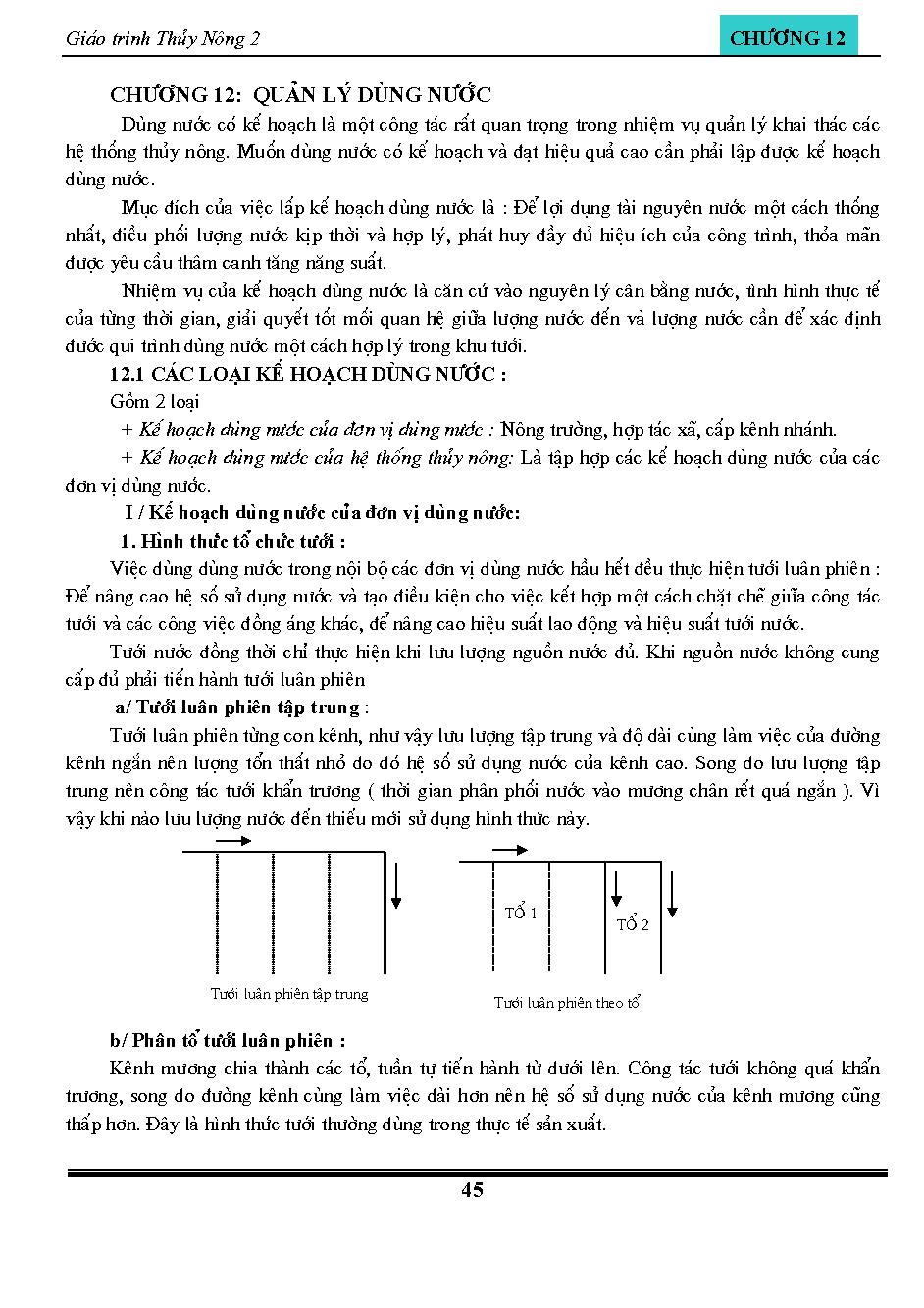 Giáo trình Thuỷ Nông  (chương 12)