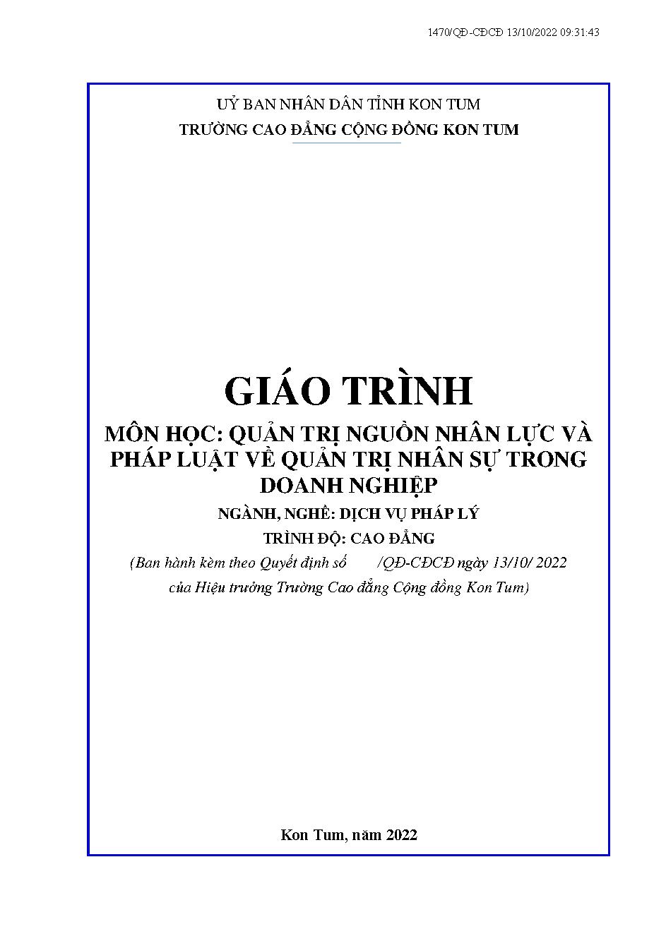 Giáo trình Quản trị nguồn nhân lực và pháp luật về quản trị nhân sự trong doanh nghiệp: Dịch vụ pháp lý