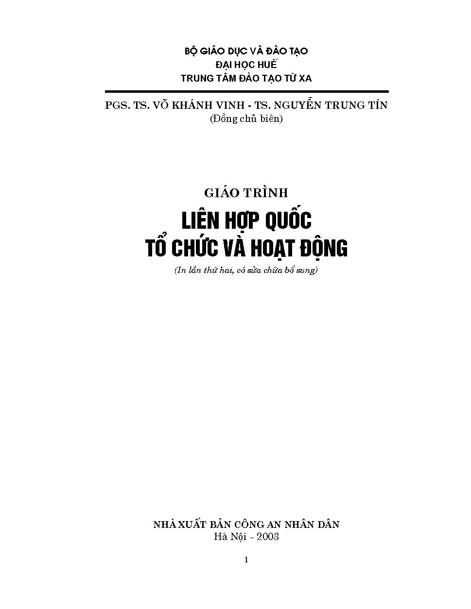 Giáo trình Liên hợp quốc tổ chức và hoạt động