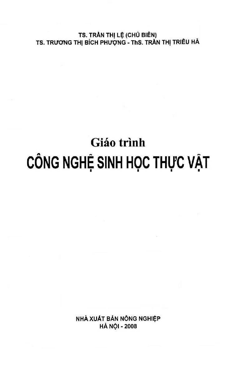 Giáo trình Công nghệ sinh học thực vật