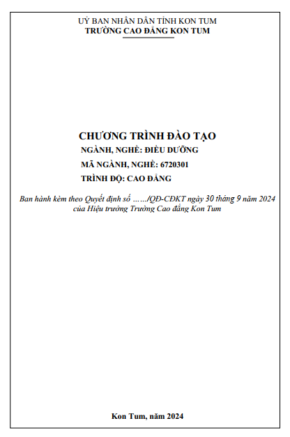 Chương trình lý thuyết đào tạo ngành nghề Điều dưỡng TĐCĐ 2024