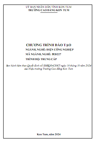 Chương trình đào tạo ngành, nghề Điện công nghiệp, trình độ trung cấp năm 2024