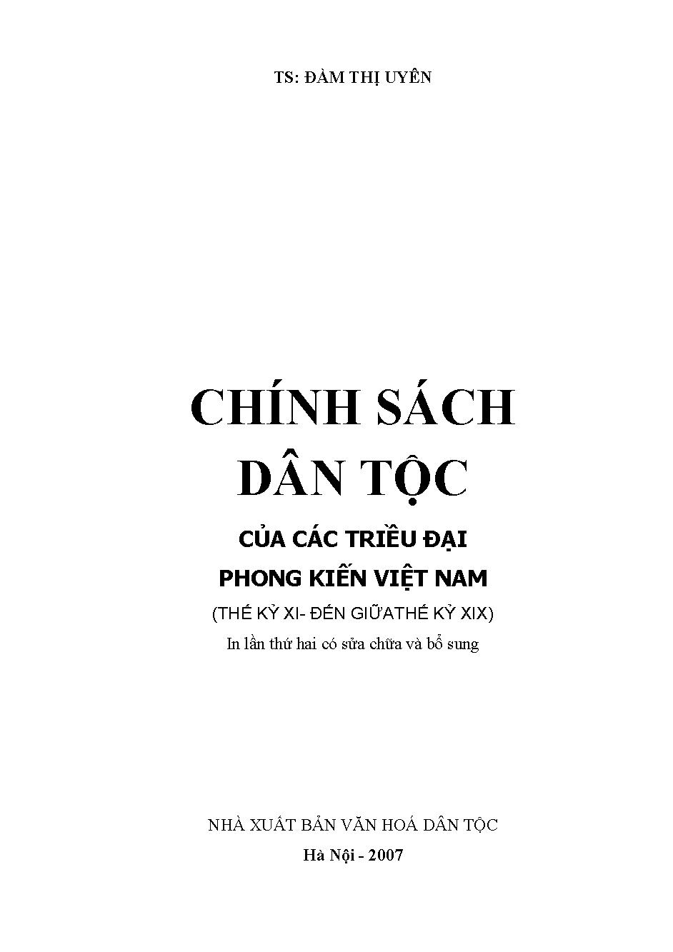 Chính sách dân tộc của các triều đại phong kiến Việt Nam