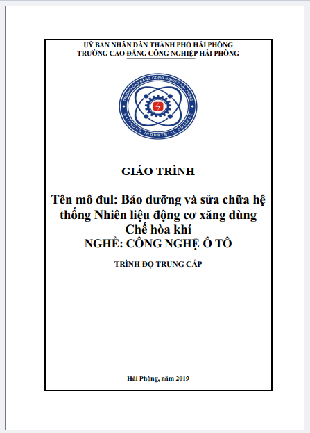 Giáo trình bảo dưỡng và sửa chữa hệ thống nhiên liệu động cơ xăng dùng chế hòa khí